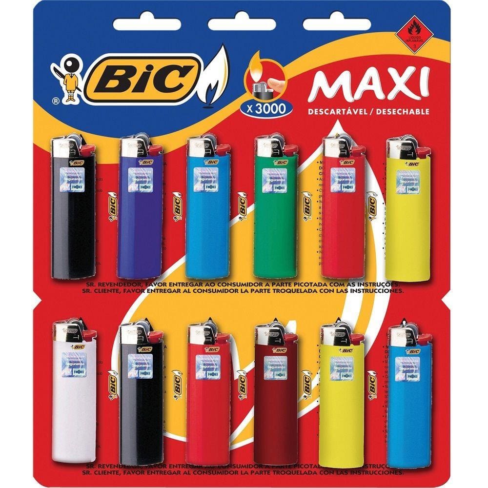 Isqueiro Maxi Cores Sortidas 12 UN Bic