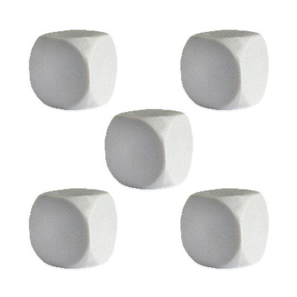 Conjunto 5 dados D6 Branco Plastico Liso 16mm Ludens Spirit CUB16BRPL