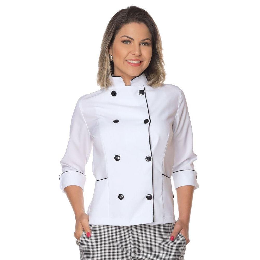 Dolmã Chef Cozinha Feminino Manga 3/4