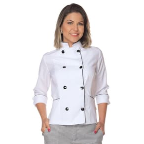 Dolmã Chef Cozinha Feminino Manga 3/4