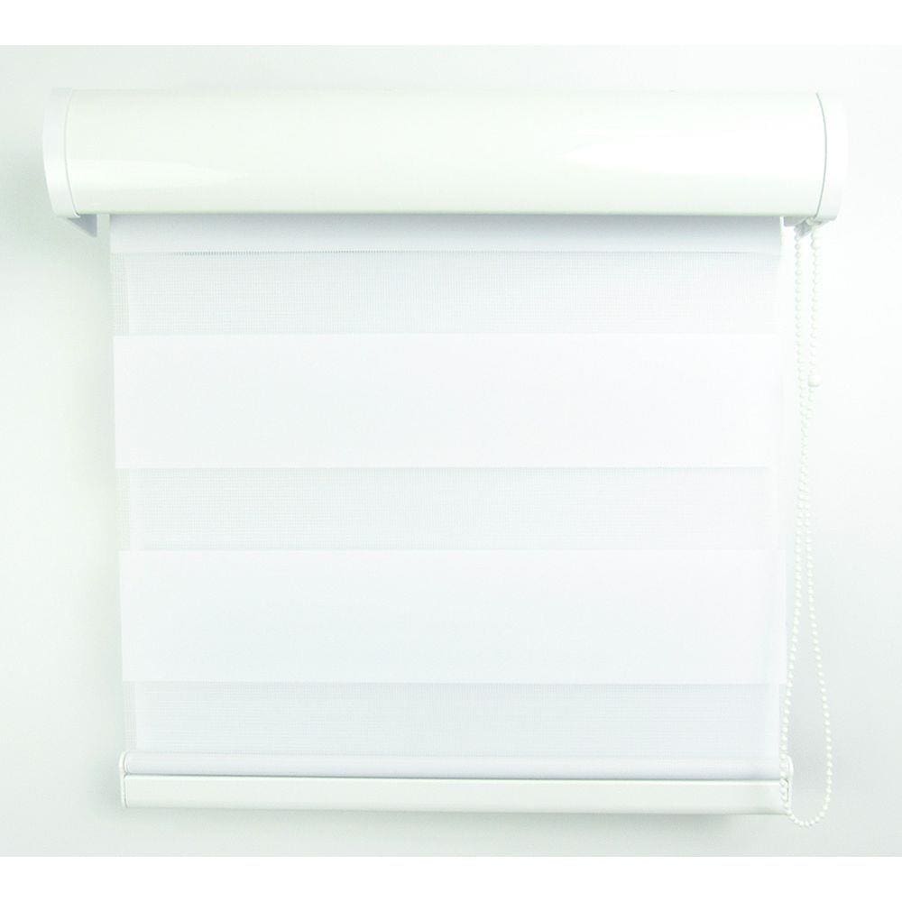 Cortina Rolô Double Vision Com Perfil Frontal Crisdan 1,60 Largura X 1,40 Altura Branco