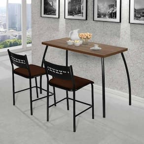 Mesa com 2 cadeiras Aço nobre Fit Flora marrom