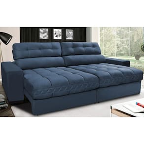 Sofá Retrátil e Reclinável com Molas Ensacadas Cama inBox Master 2,52m Tecido Suede Azul