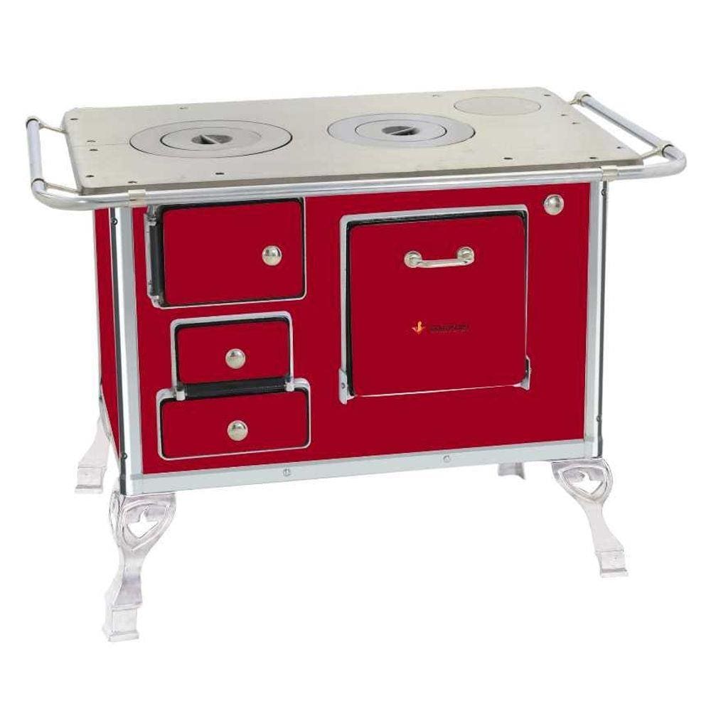 Fogão a Lenha 02 Vermelho Intenso Sem Tampa 2DVR Met. Venâncio