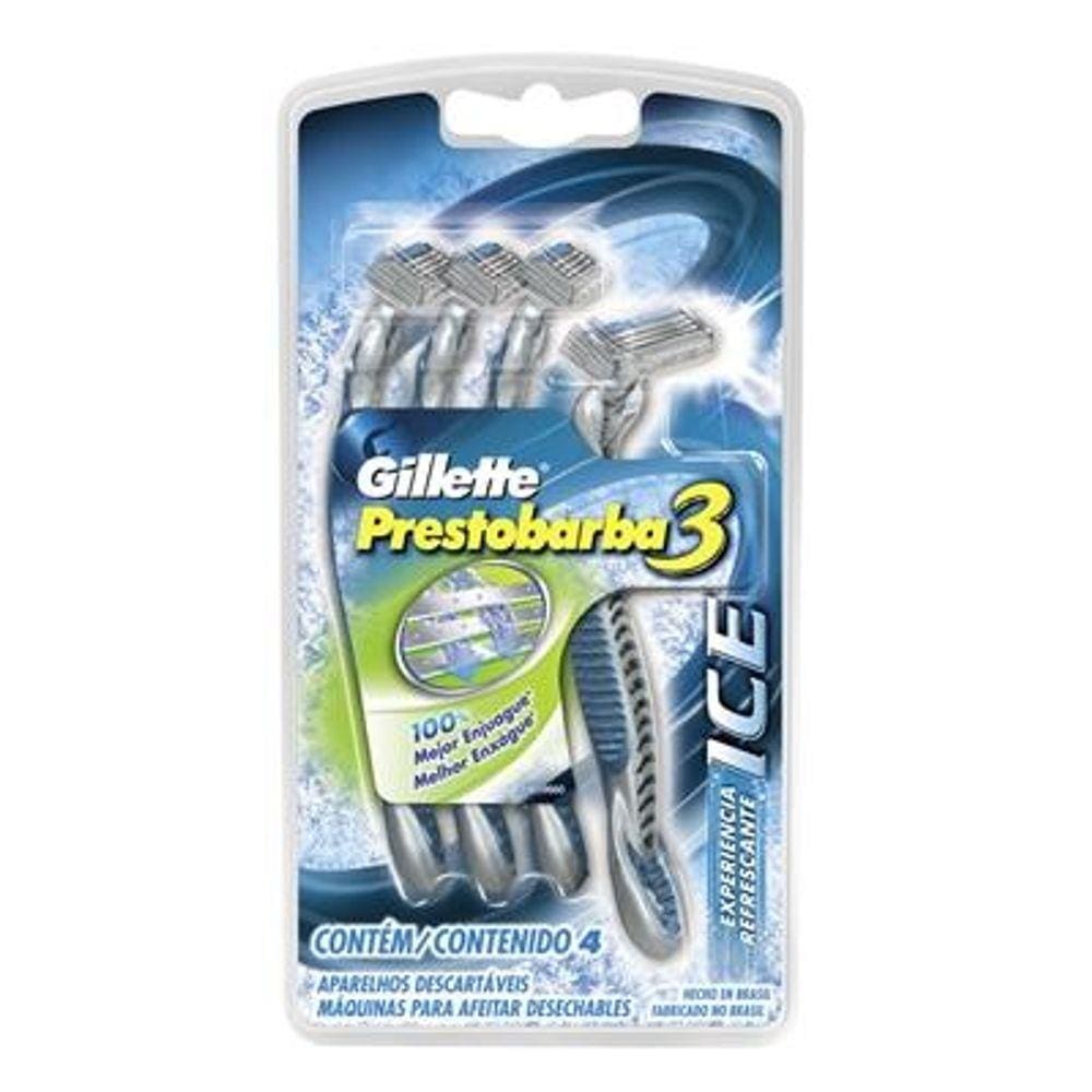 Aparelho de Barbear Gillette Prestobarba 3 Ice - 4 unidades