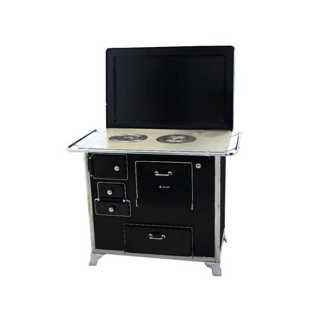 Fogão a Lenha 02 Preto Gabinete Com Tampa 2GDTPR Met. Venâncio