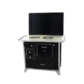 Fogão a Lenha 02 Preto Gabinete Com Tampa 2GDTPR  Met. Venâncio