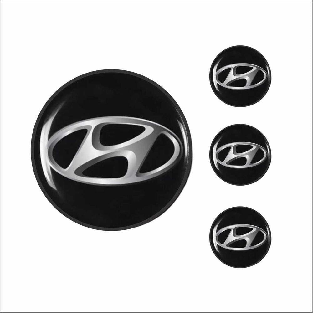 Jogo Emblema Resinado 48mm Hyundai Para Calota Roda Botom - 4 Peças