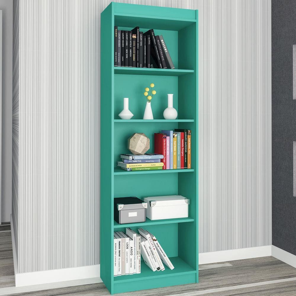Estante Para Livros Sapiranga 4 Prateleiras Turquesa Acetinado - Atualle Móveis