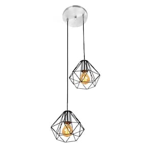 Pendente Diamante Aramado Duplo Escovado com Preto Fabuloso