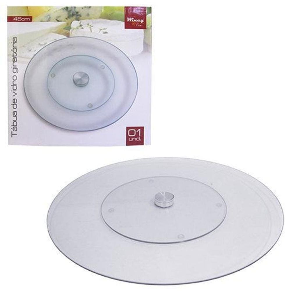 Prato De Vidro Giratório Redondo 45Cm