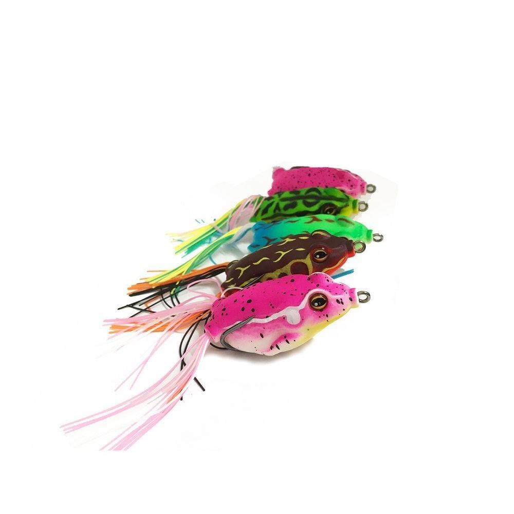 Kit 5 Isca Artificial Sapo Frog Traíra Bass Estojo Tucunaré