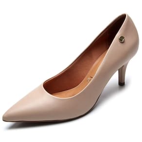 Scarpin Vizzano Pelica Fosco Conforto Salto Baixo - Bege