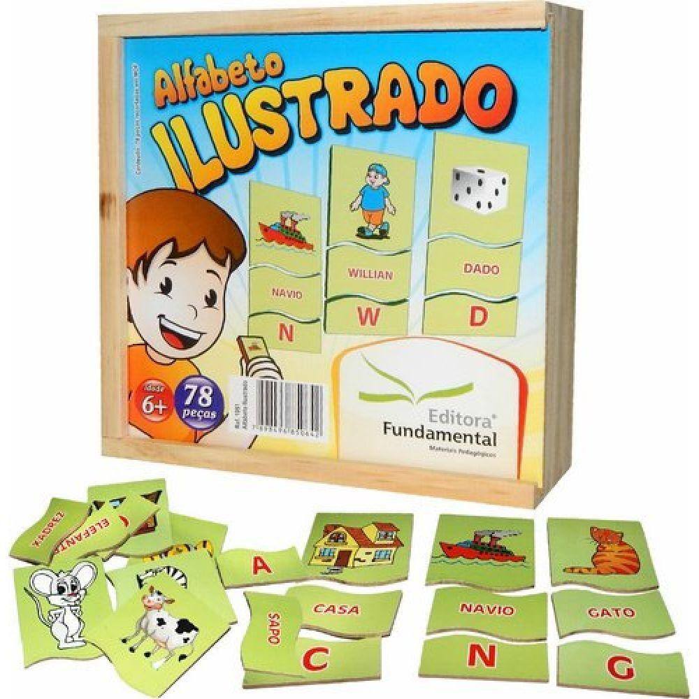 Alfabeto Ilustrado 78 Peças Em Mdf - Fundamental