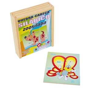 Quebra Cabeça Silábico Zoosilaba - Mdf - 18 Peças - Carlu