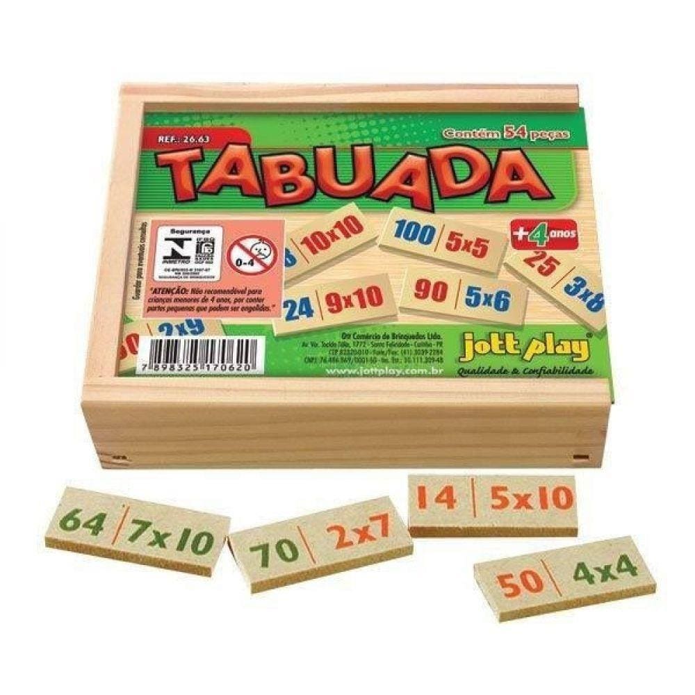 Tabuada Em Mdf 54 Peças Cx De Madeira