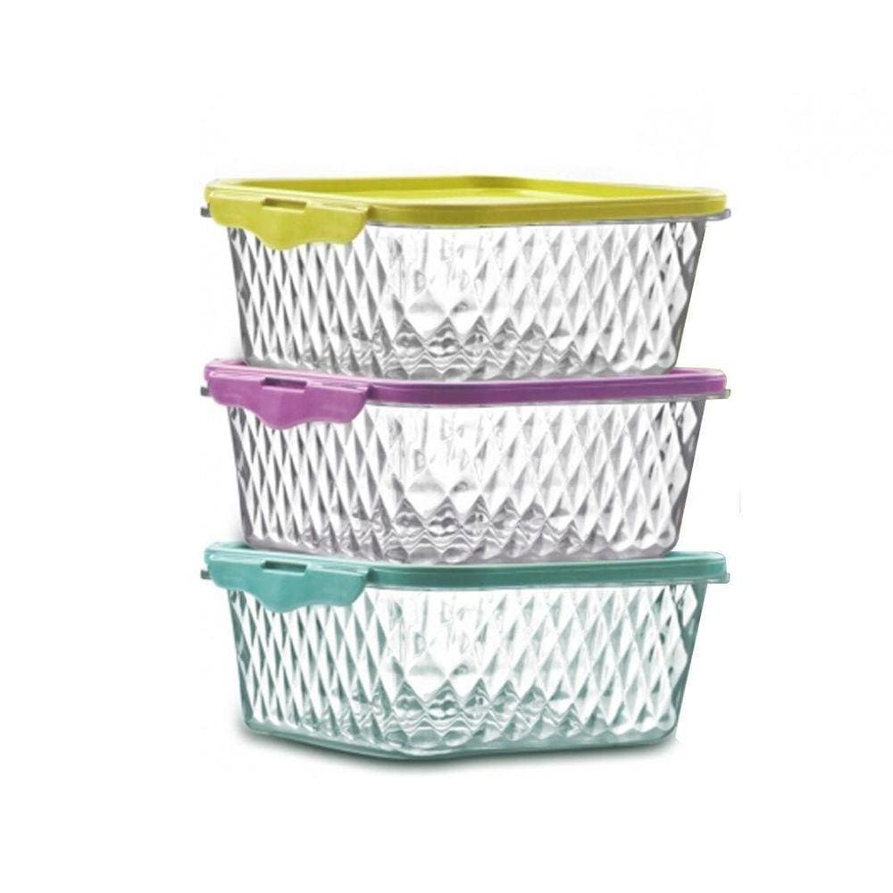 Conjunto De Potes Cristal 550Ml 3 Peças Plasvale