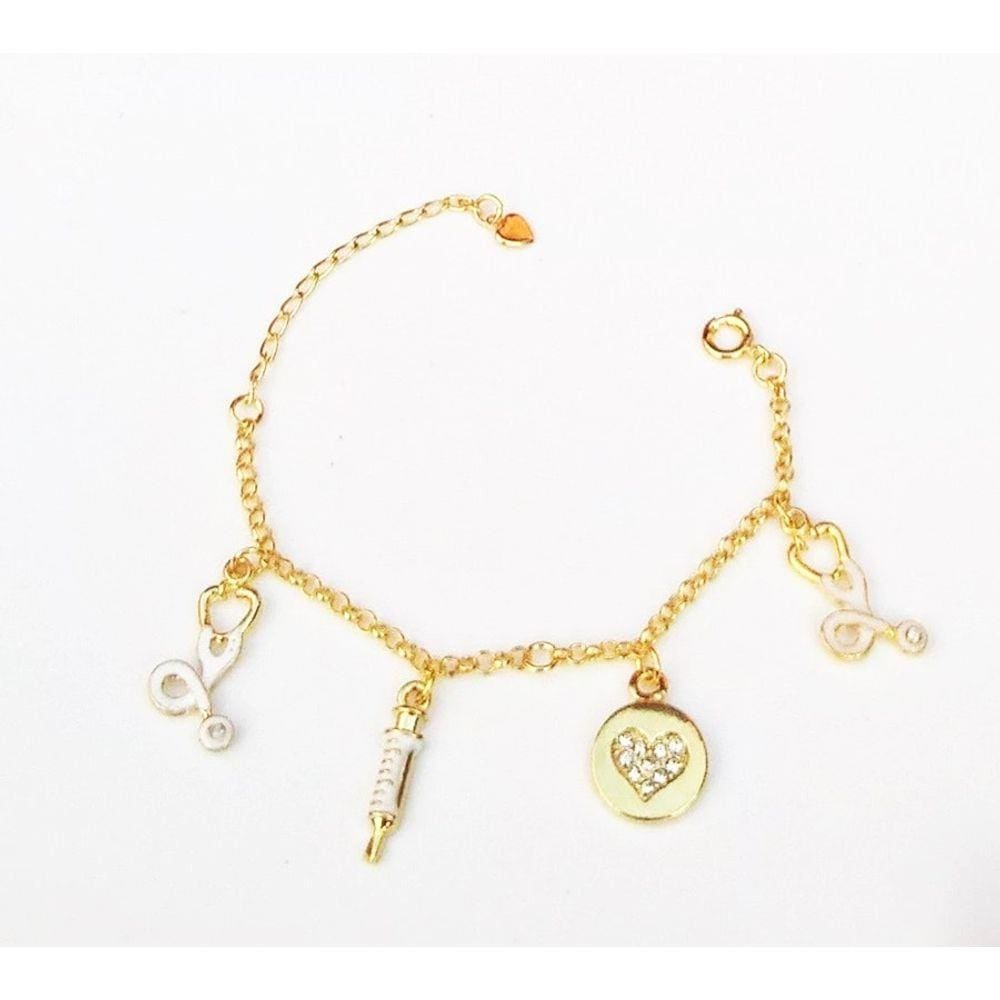 Pulseira Enfermeira Enfermagem Seringa Folheado 18k