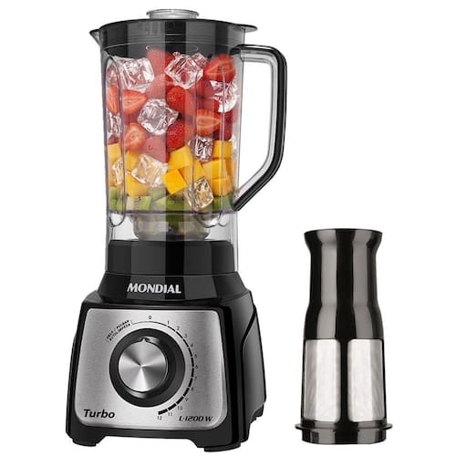 imagem-Liquidificador Mondial L-1200 Turbo com Filtro Copo de Acrilíco 12 Velocidades + Pulsar 1200W Preto - 220v