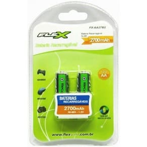 Pilha Recarregável Aa 2700Mah 1,2V Flex Ni-Mh Com 2 Unidades