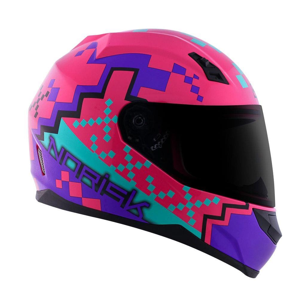 Capacete Norisk Ff391 Pixel Matte Pink Roxo Azul 58 M