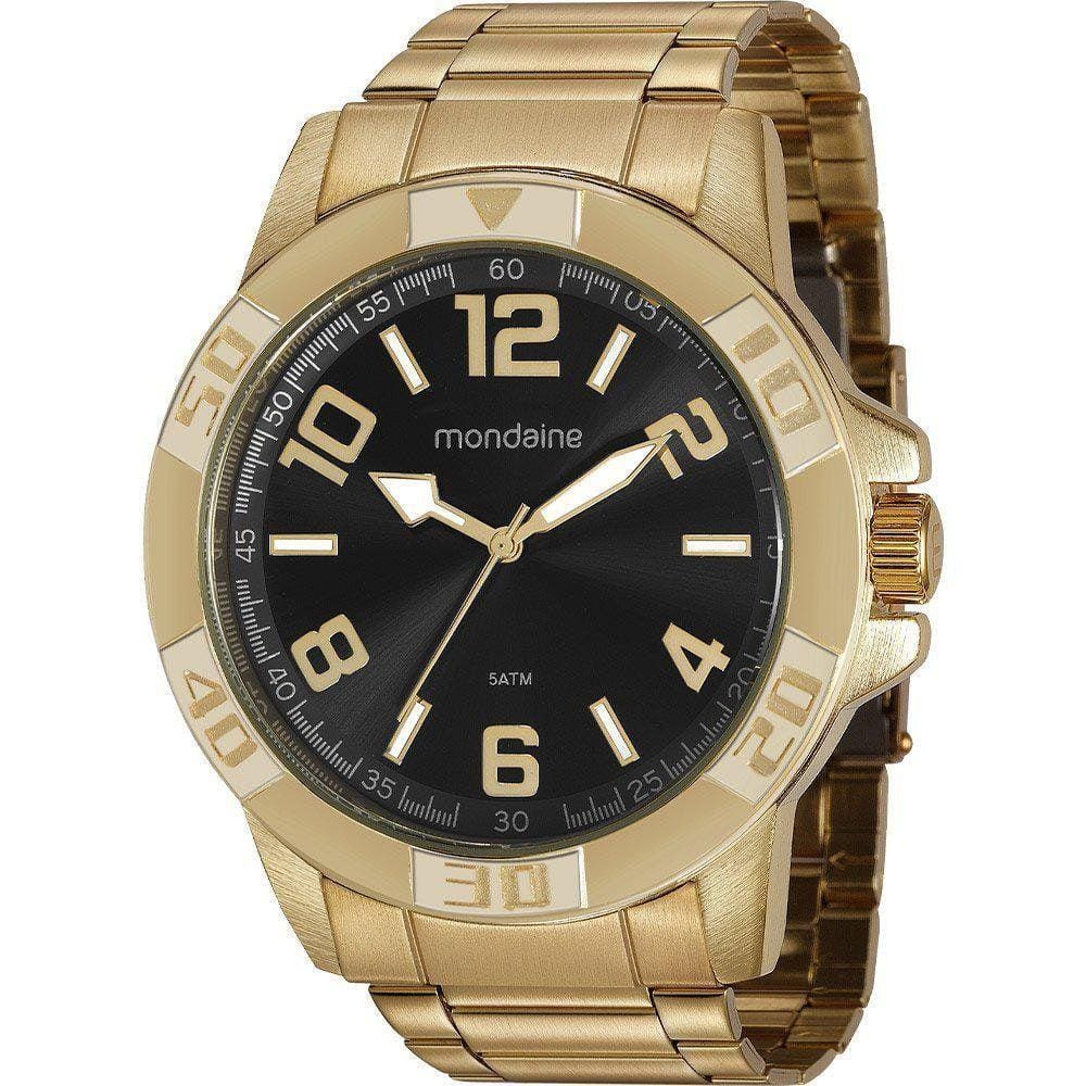 Relógio Mondaine Masculino 99369Gpmvde3 Dourado Fundo Preto