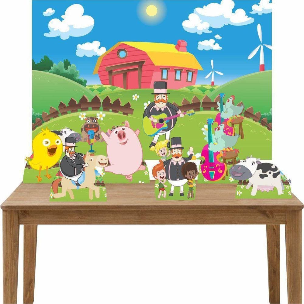 Kit 6 Displays De Mesa E Painel 150X100Cm Bita Fazendinha