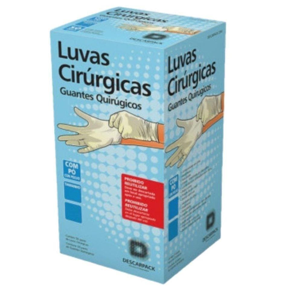 Luva Procedimento De Latex Esteril Descarpack 100 Par - 6.5