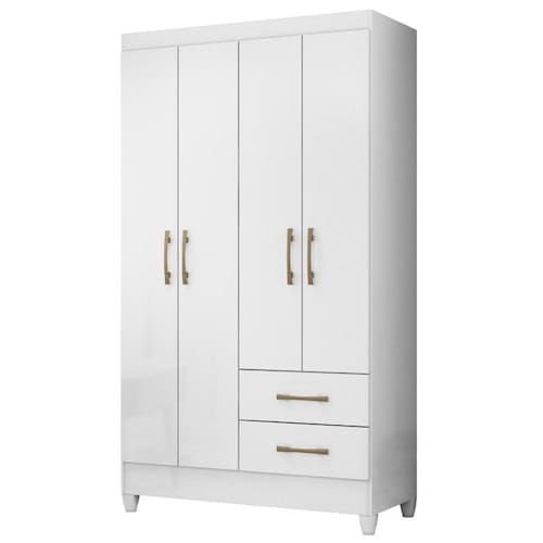 imagem-Guarda Roupa Solteiro 4 portas 2 gavetas Chile Branco - Moval