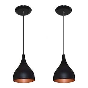 02 Lustres Pendente Colorido Balcão Cozinha Preto com cobre