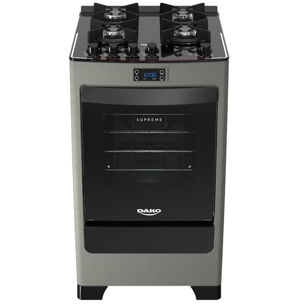 Fogão 4 Bocas Dako Supreme Timer Glass Titanium Mesa em Vidro - Bivolt - 300000753