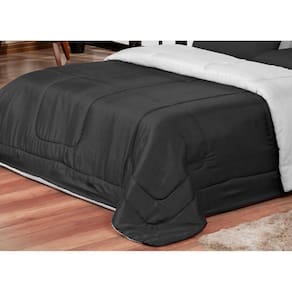 Jogo de Cama Primor Queen Kit 6 Pçs Preto e Branco Casa Dona