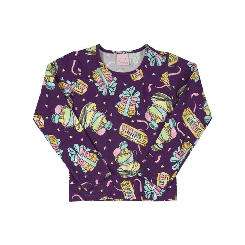 Blusa Infantil Manga Longa Doces Vinho Quimby