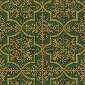 Papel de Parede Colonial Verde e Ocre - Império Lord II - 66105