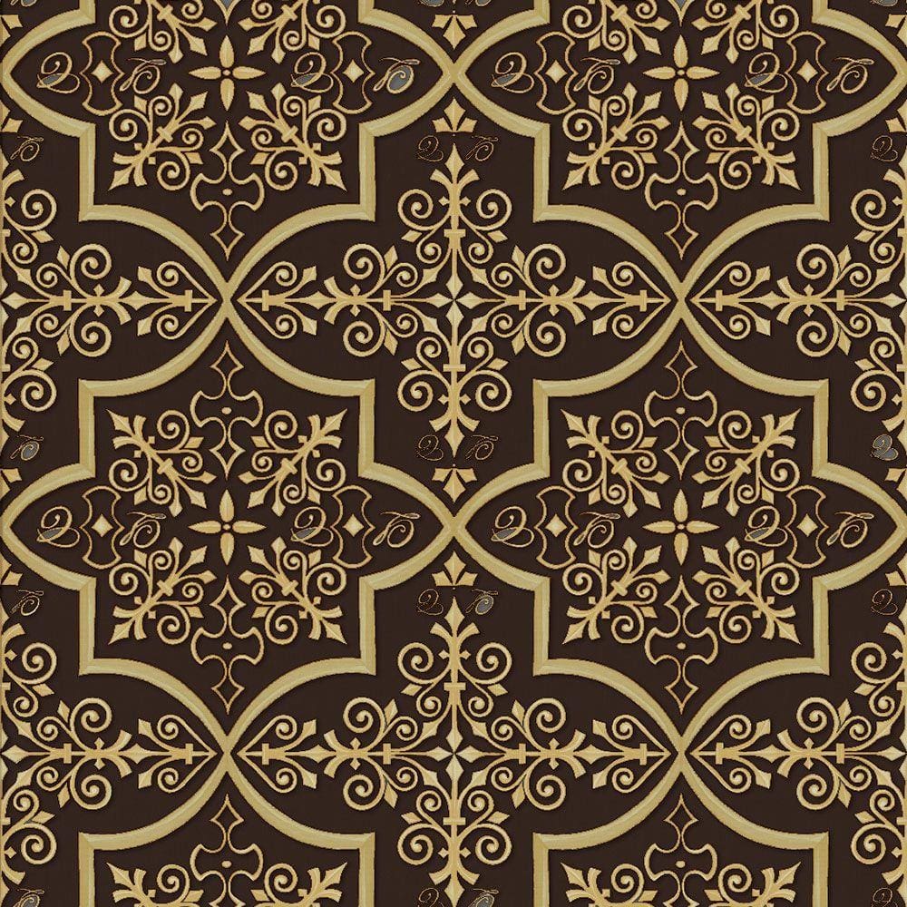 Papel de Parede Colonial Marrom Escuro e Bege - Império Lord II - 66106