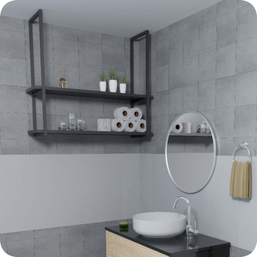 Nicho Preto Prateleira Suspensa Teto Banheiro Preta 60cm