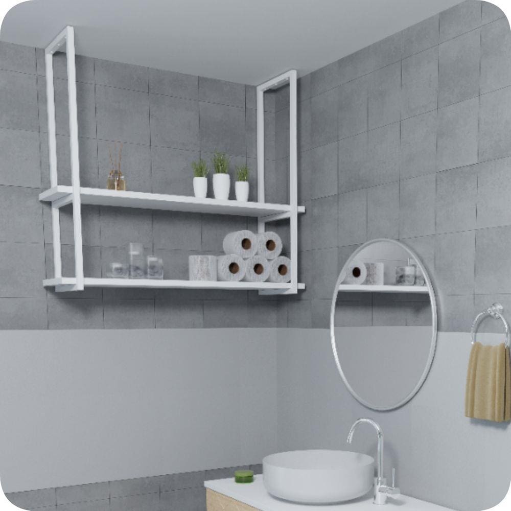 Nicho Branco Prateleira Suspensa Teto Banheiro Branca 100cm