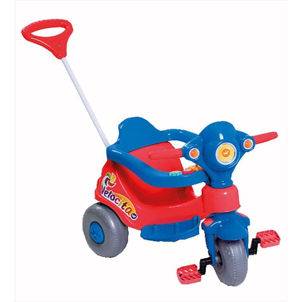 Triciclo Infantil com Haste Direcionável Velocita - Vermelho - Calesita