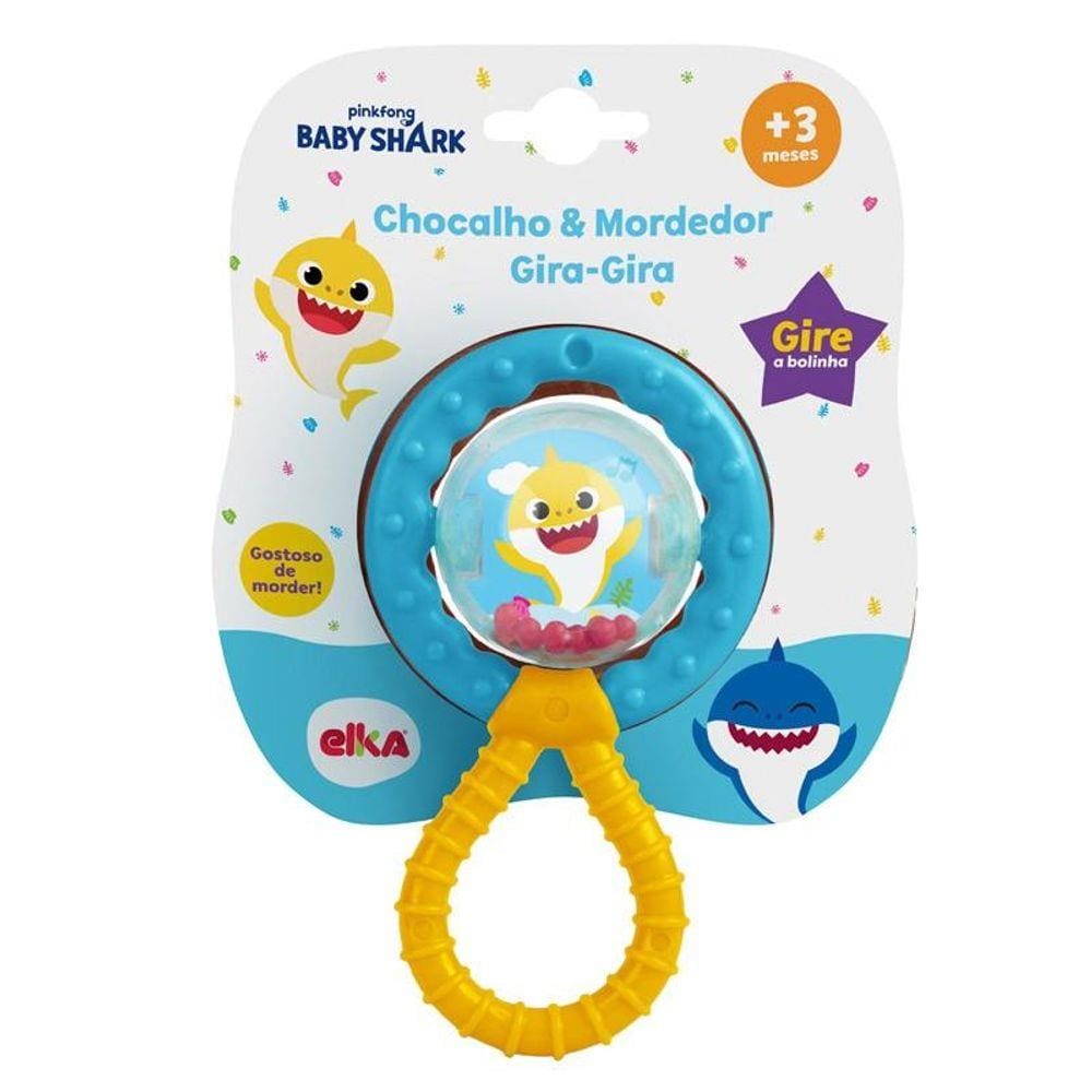Chocalho e Mordedor Gira-Gira - Baby Shark - Elka
