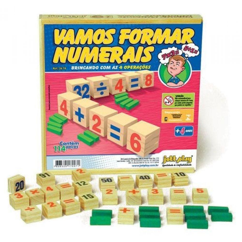 Vamos Formar Numerais 114 Pedras Madeira
