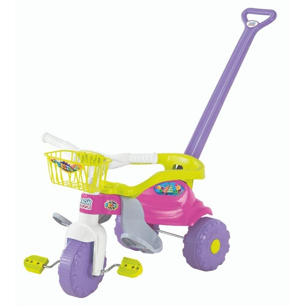 Triciclo Motoca Infantil Tico Tico Dino Rosa Menina Magic em