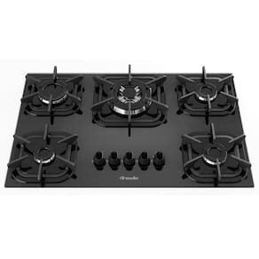 Cooktop Mueller 5 bocas Preto com Queimador Tripla chama