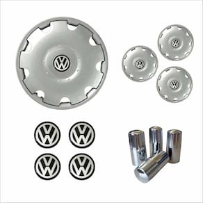 Jogo Calota Aro 13 Gol Parati G3 Volkswagen + Emblema Resinado + Tampa Ventil Cromada