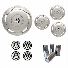 Jogo Calota Aro 13 Orbital Volkswagen + Emblema Resinado + Tampa Ventil Cromada
