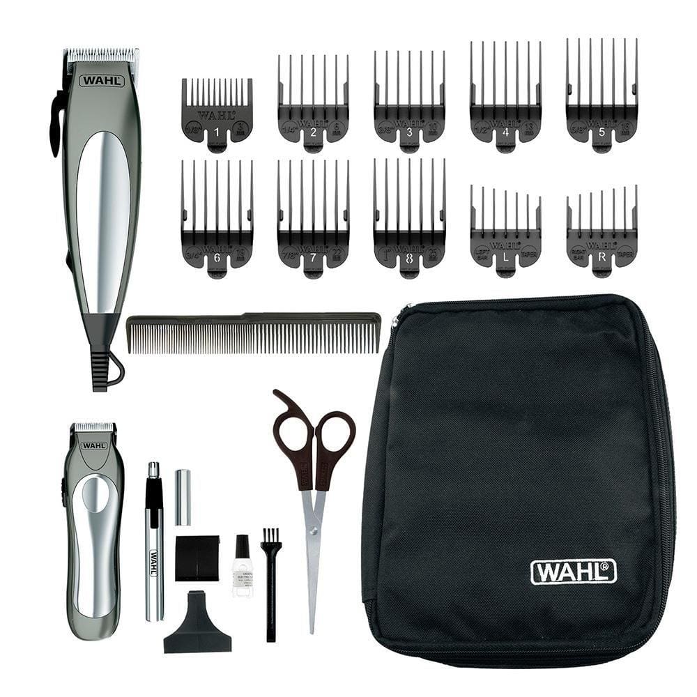 Kit Máquina de Cortar Cabelo Wahl + Aparador de Pêlos de Luxe Groom Procom 8 Pentes de Corte 110V