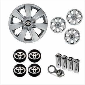 Jogo Calota Aro 14 Etios 2014 à 2015 Toyota + Emblema Resinado + Tampa Ventil Antifurto