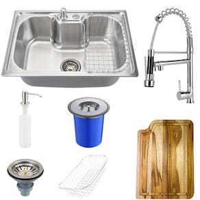 Cuba Para Cozinha Pia Inox Com Acessórios Tábua E Lixeira Carajás Torneira Gourmet Monocomando Munim Pingoo.casa