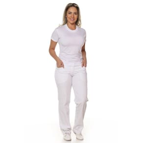 Calça Branca Feminina com Cós Meio Elástico