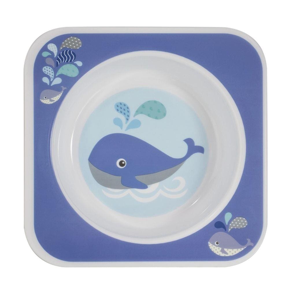 Prato Bowl Alimentação Quadrado Baleia Azul Kababy 1121A