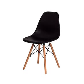 Kit 4 Cadeiras Charles Eames Eiffel Preta Base Madeira Sala Cozinha Jantar